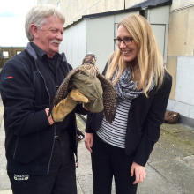 Pilgrimsfalk samt Christer Larsson, Nordens Ark och Karin Stenmar, Folksam. Foto Dominika Ström